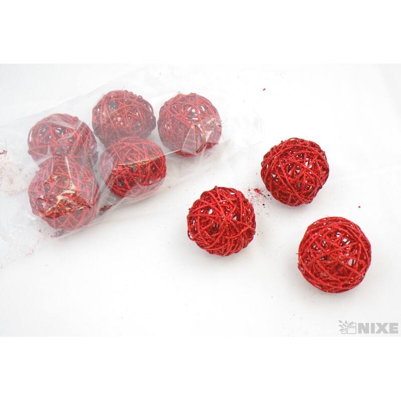 KOULE RATTAN METAL 7,5cm*MIX BAREV