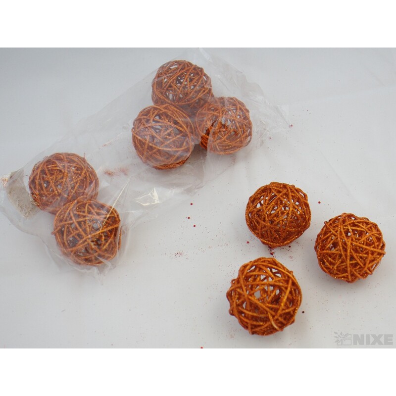 KOULE RATTAN METAL 7,5cm*MIX BAREV