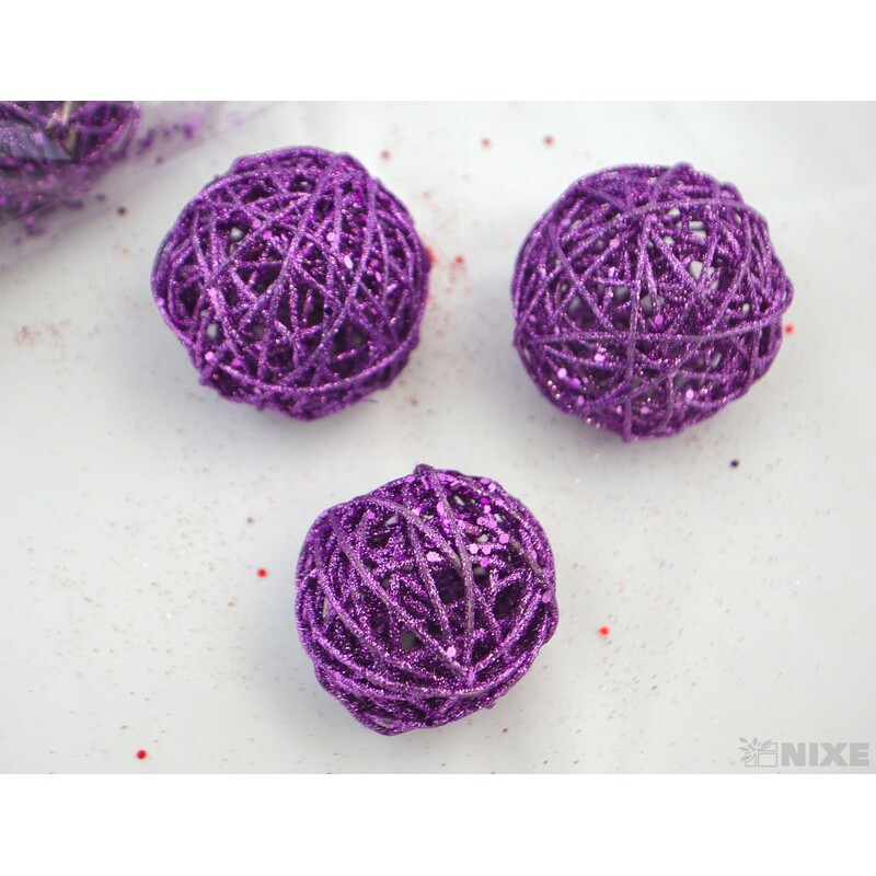 KOULE RATTAN METAL 7,5cm*MIX BAREV