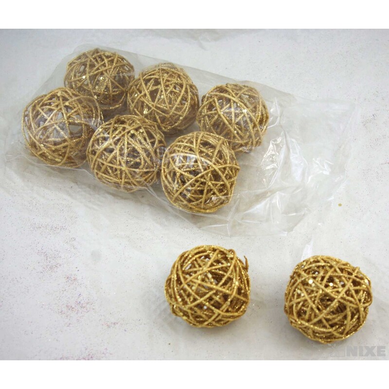 KOULE RATTAN METAL 7,5cm*MIX BAREV