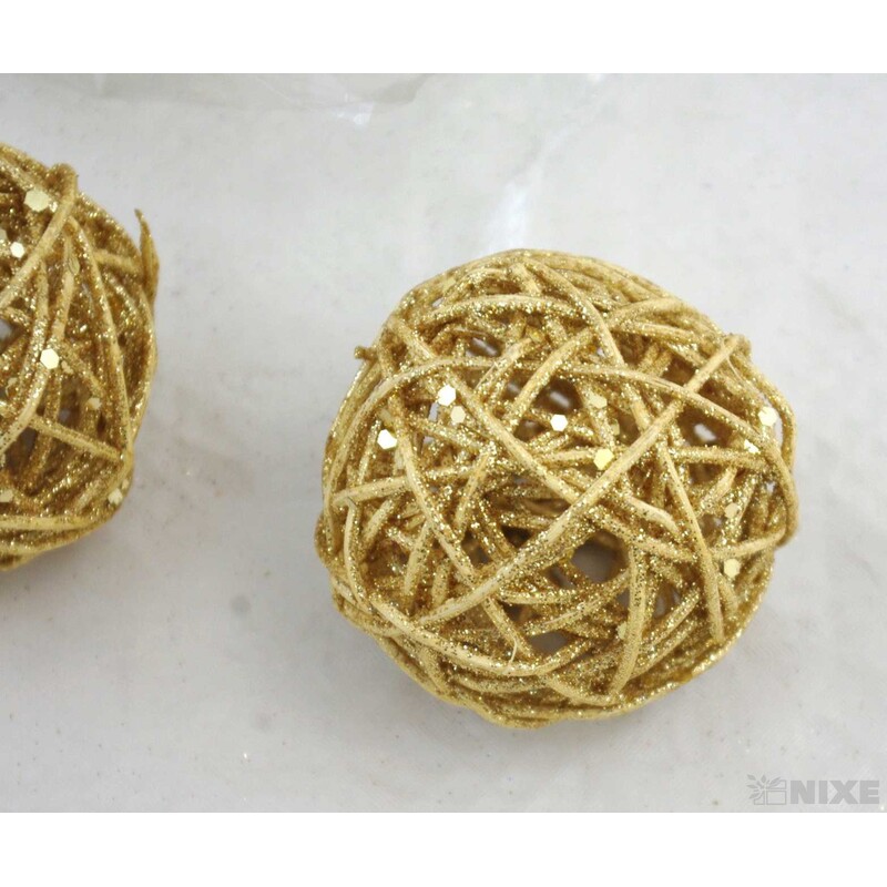 KOULE RATTAN METAL 7,5cm*MIX BAREV