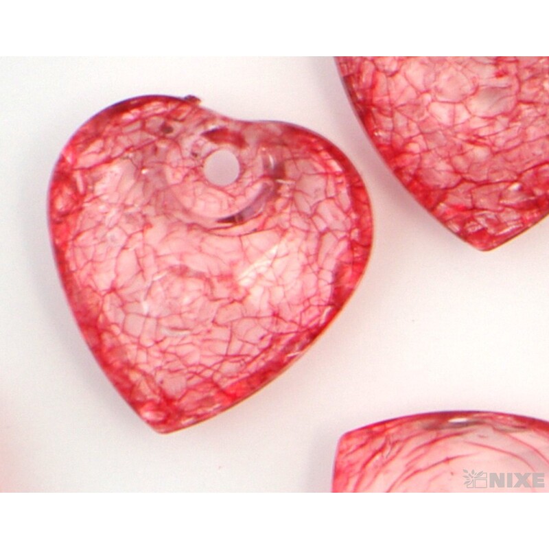 KORÁLKY SRDCE 30mm 8ks*ČERVENÁ