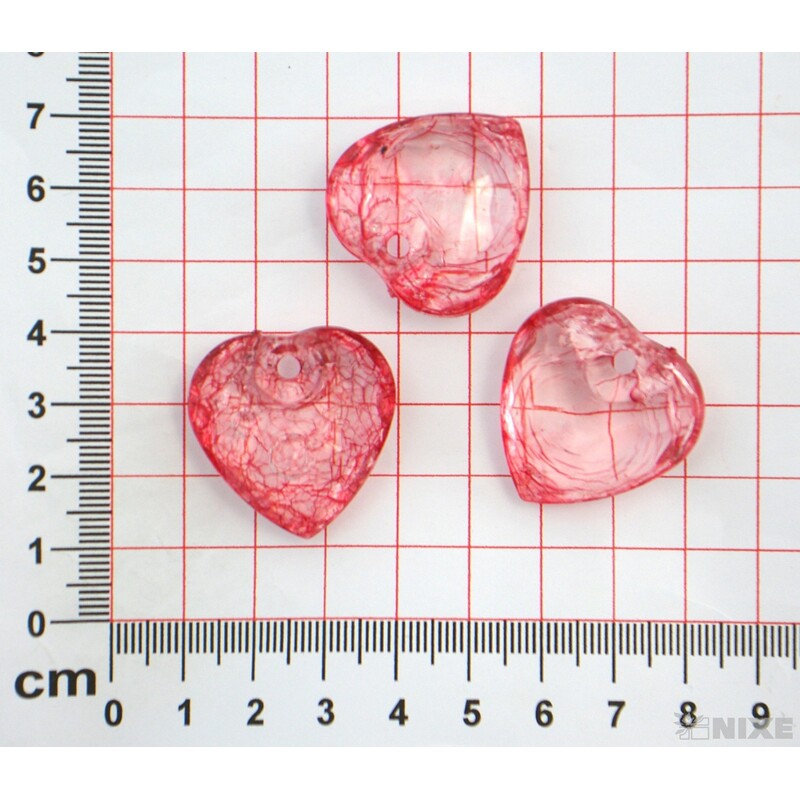 KORÁLKY SRDCE 30mm 8ks*ČERVENÁ