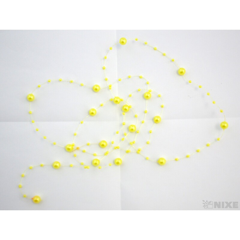 PERLIČKY NA SILONU 120cm 40ks*ŽLUTÁ/ŽLUTÁ