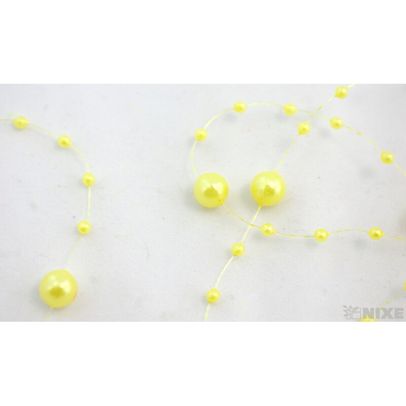 PERLIČKY NA SILONU 120cm 40ks*ŽLUTÁ/ŽLUTÁ