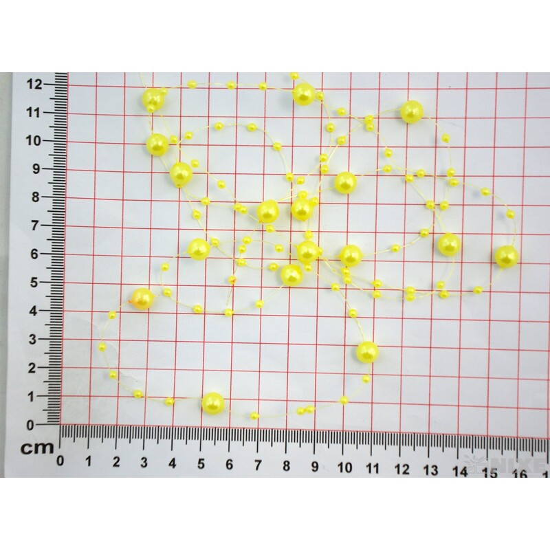 PERLIČKY NA SILONU 120cm 40ks*ŽLUTÁ/ŽLUTÁ