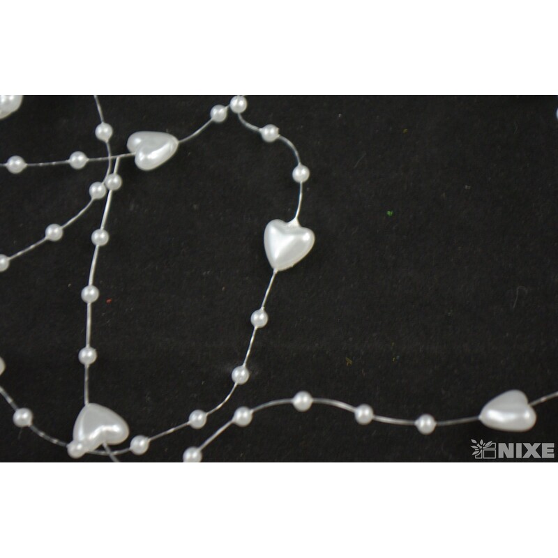 PERLIČKY NA SILONU SRDÍČKO 120cm 10ks*BÍLÁ