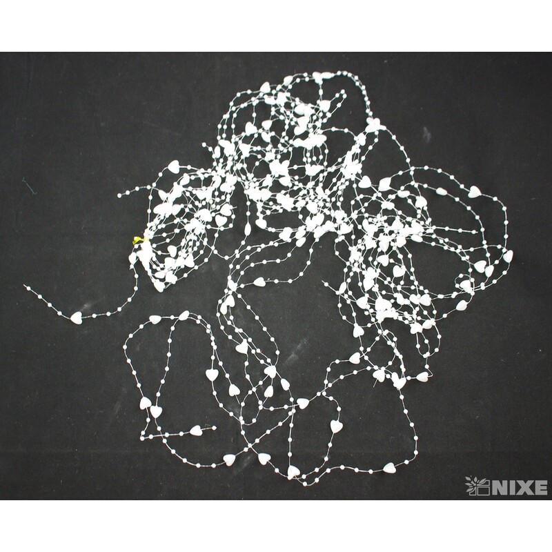 PERLIČKY NA SILONU SRDÍČKO 120cm 10ks*BÍLÁ