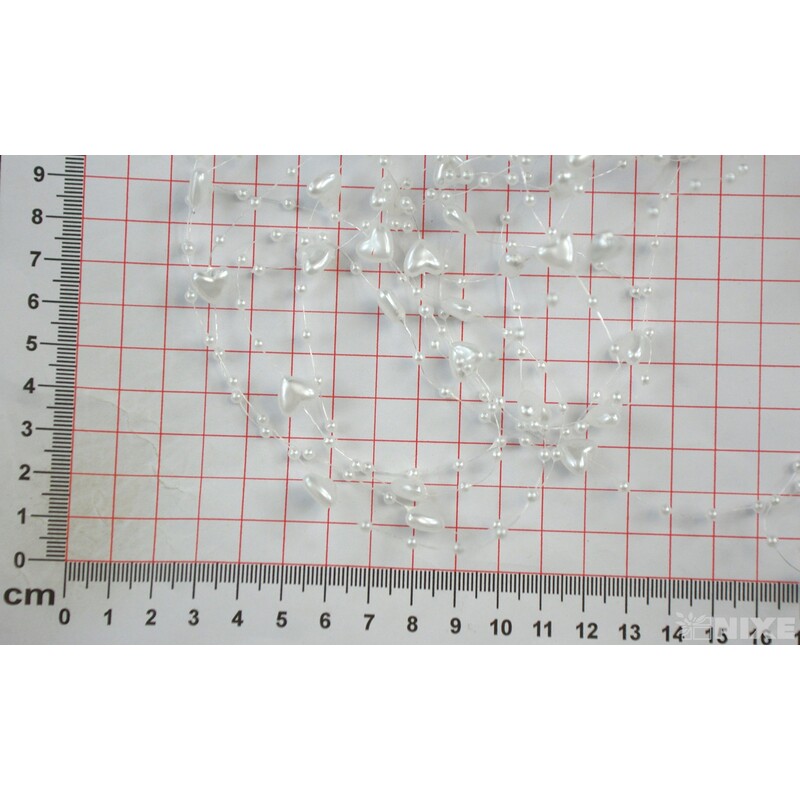 PERLIČKY NA SILONU SRDÍČKO 120cm 10ks*BÍLÁ