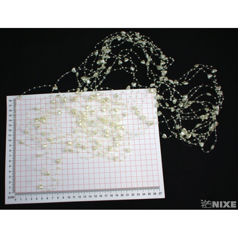 PERLIČKY NA SILONU SRDÍČKO 120cm 10ks*KRÉMOVÁ