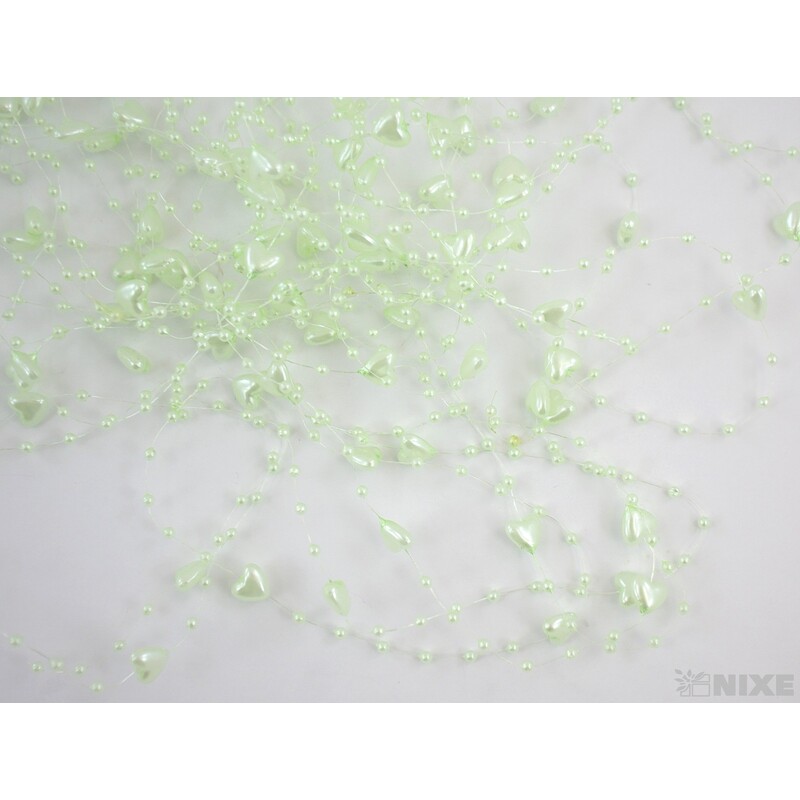 PERLIČKY NA SILONU SRDÍČKO 120cm 10ks*ZELENÁ