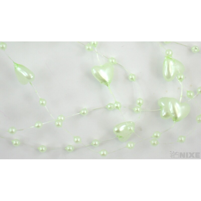 PERLIČKY NA SILONU SRDÍČKO 120cm 10ks*ZELENÁ