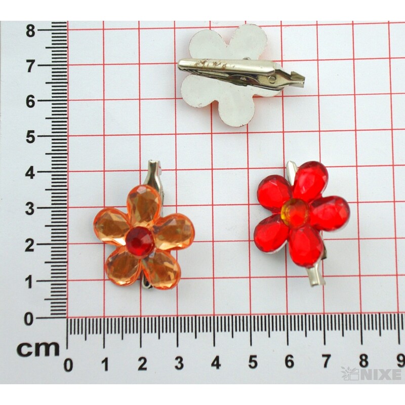 KLIPS KVÍTEK AKRYL 3cm 12ks*MIX BAREV