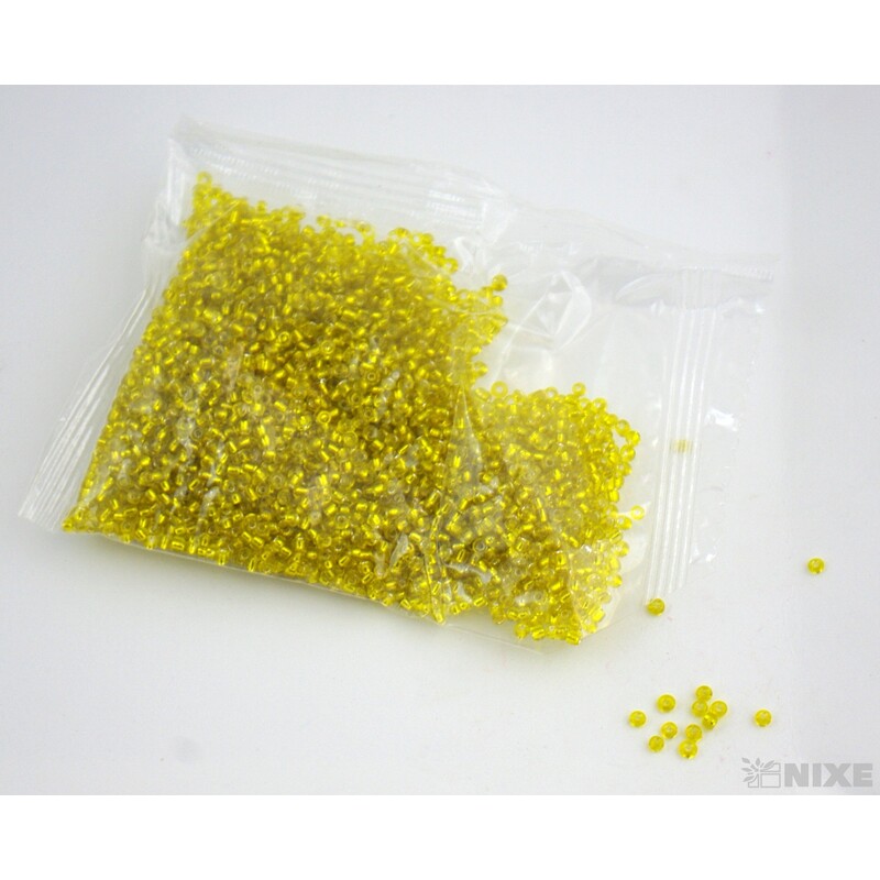 SKLENĚNÉ KORÁLKY TRANS. 2mm 50g*ŽLUTÁ