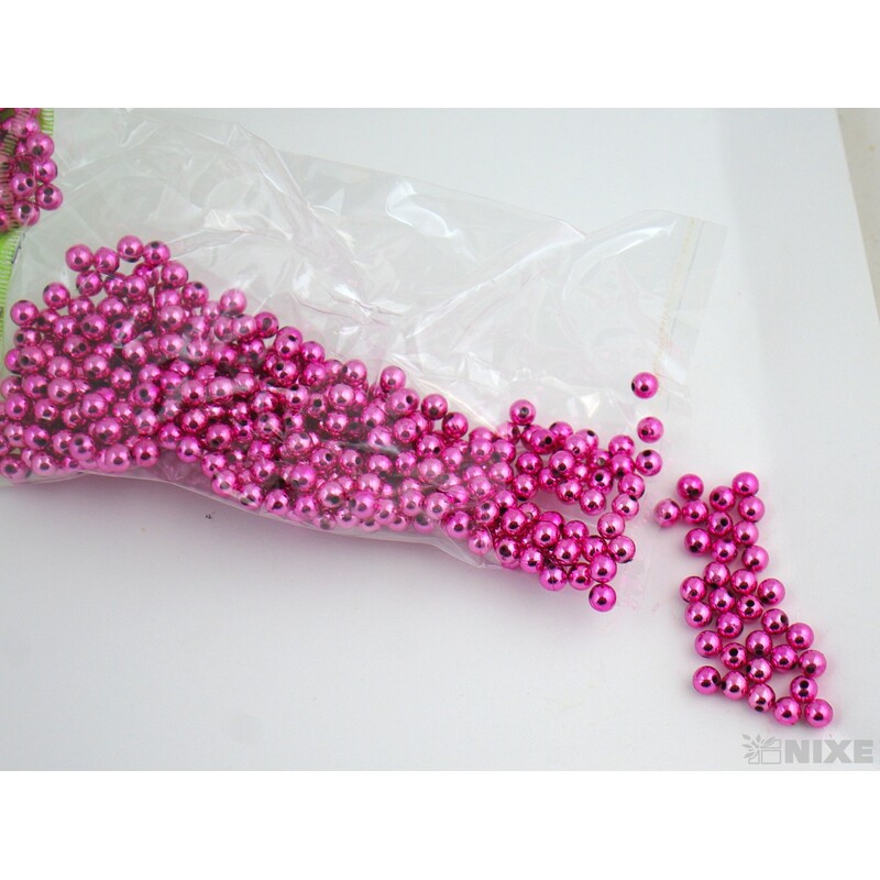 KORÁLKY 6mm 50g METAL*RŮŽOVÁ