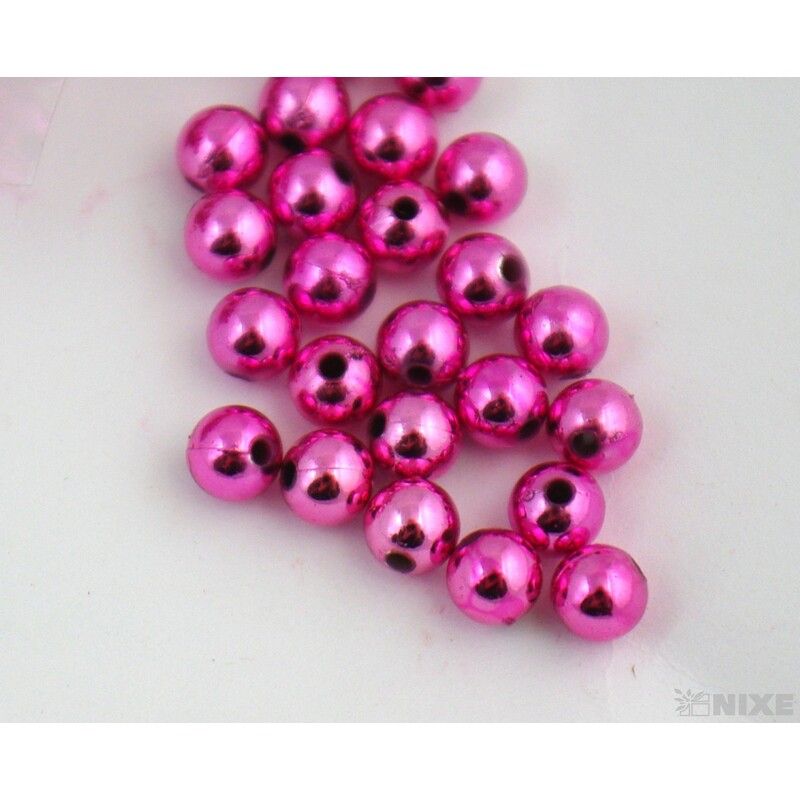 KORÁLKY 6mm 50g METAL*RŮŽOVÁ