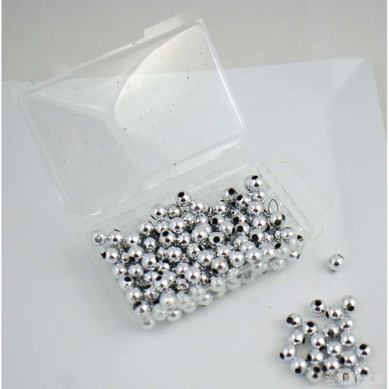 KORÁLKY 8mm 45g METAL*STŘÍBRNÁ