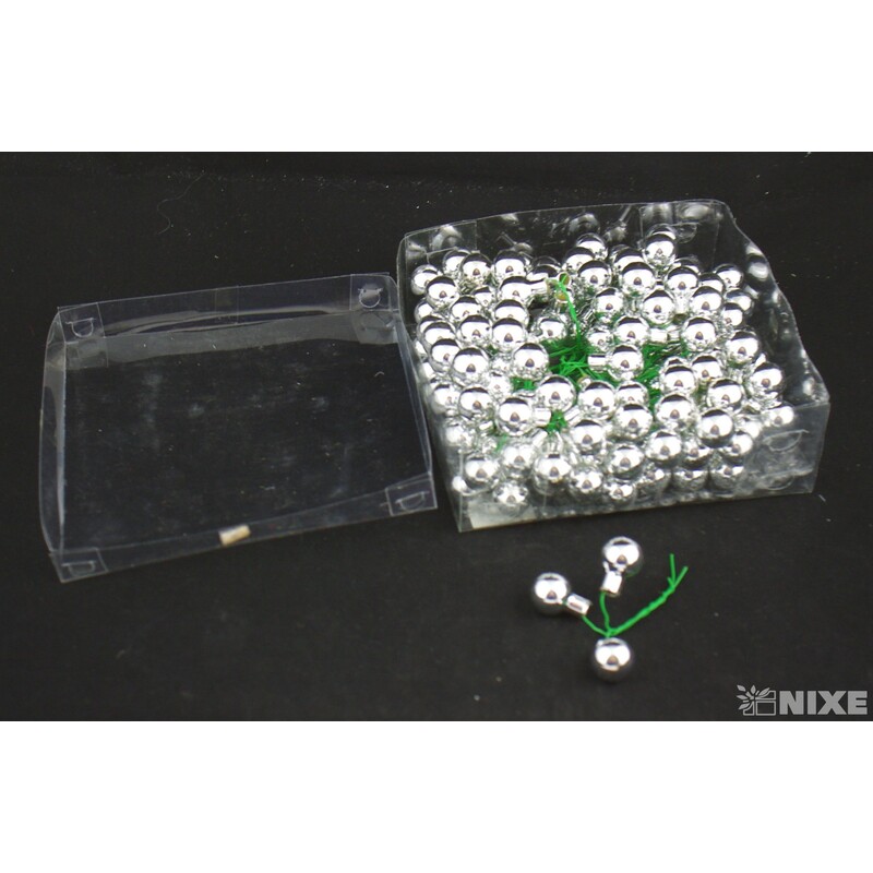 KOULE NA DR. 2x10,5cm 144ks*STŘÍBRNÁ