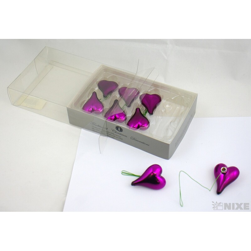 SRDCE NA DRÁTKU 5x20cm 8ks*FIALOVÁ