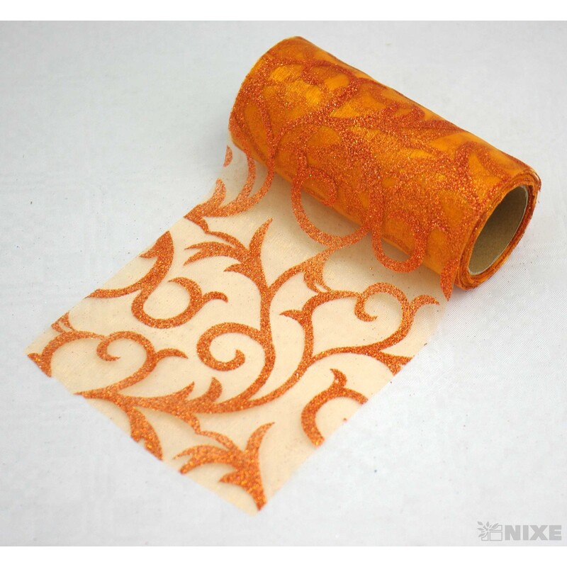 ORGANZA GLITR 11 12cmx10yd*ORANŽOVÁ
