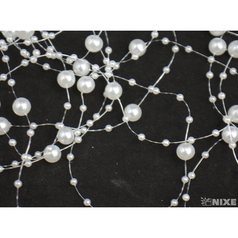 PERLIČKY NA SILONU 120cm 10ks*BÍLÁ