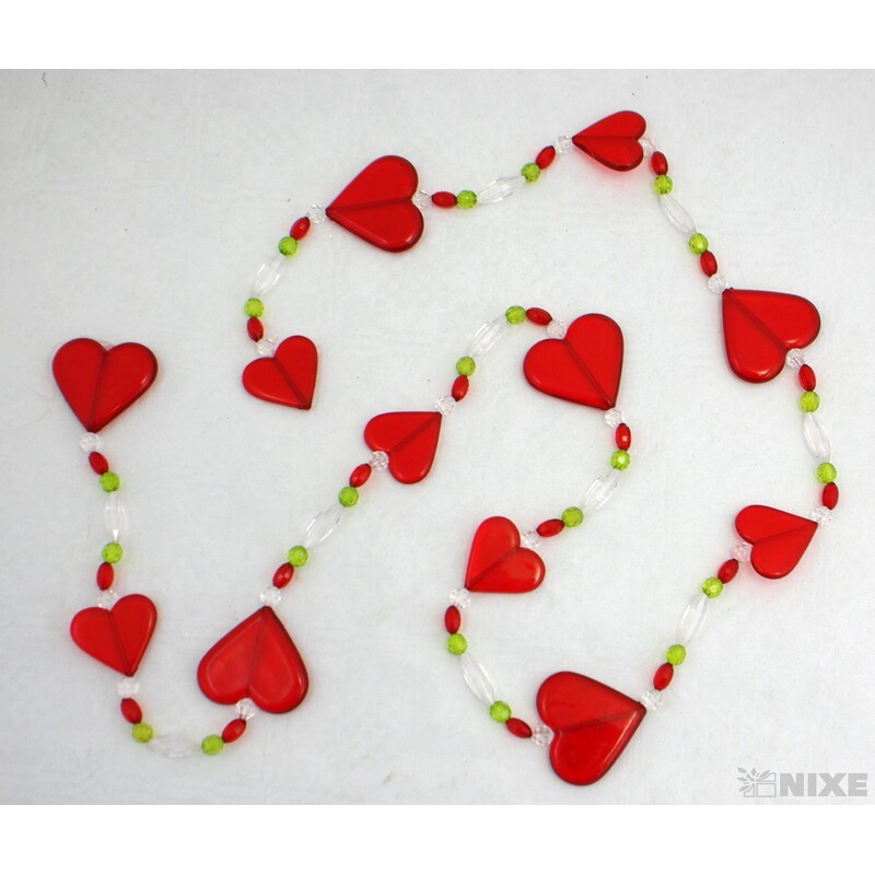 GIRLANDA SRDCE AKRYL 120cm*ČERVENÁ