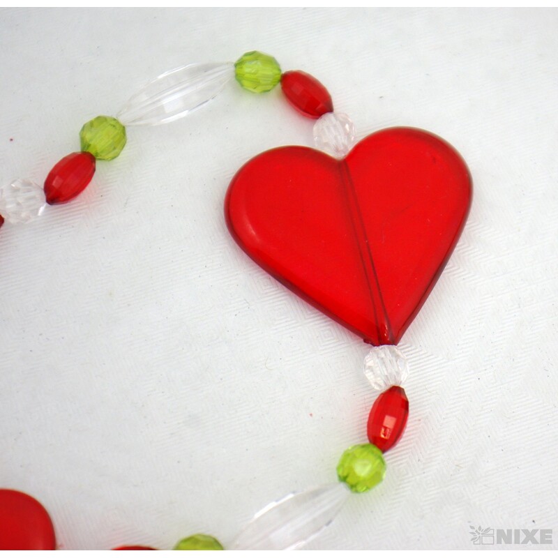 GIRLANDA SRDCE AKRYL 120cm*ČERVENÁ