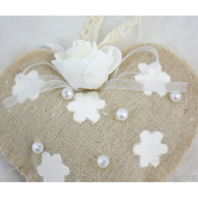 ZÁVĚS SRDCE TEXTIL 11cm*PŘÍRODNÍ