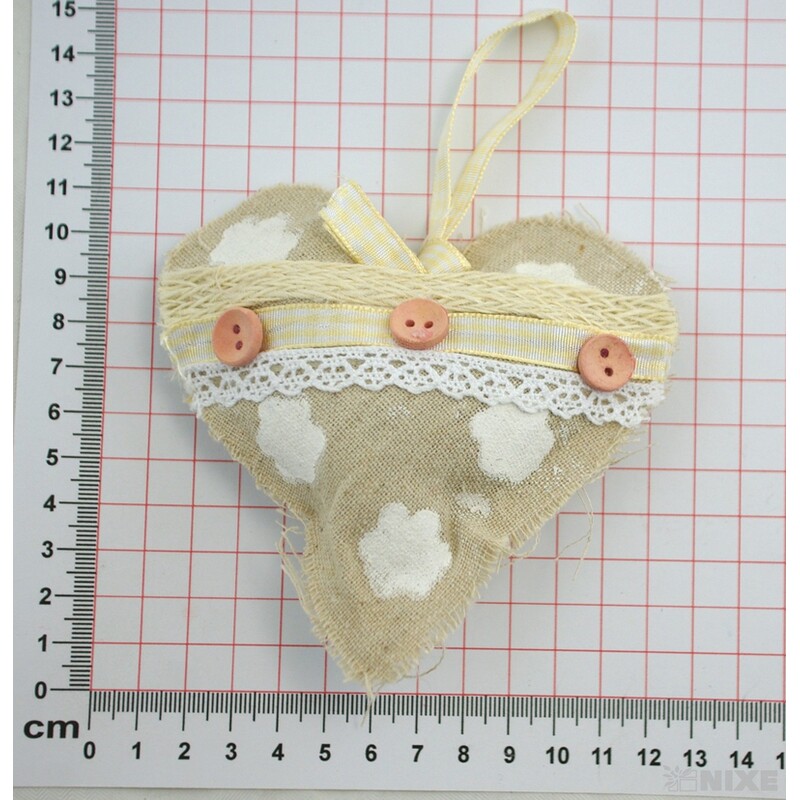 ZÁVĚS SRDCE TEXTIL 11cm*PŘÍRODNÍ