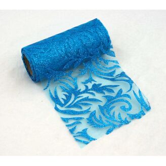 ORGANZA GLITR 20 12cmx10yd*MODRÁ SV.