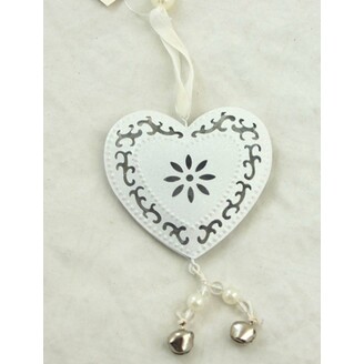 ZÁVĚS SRDCE PLECH 8x18cm*BÍLÁ