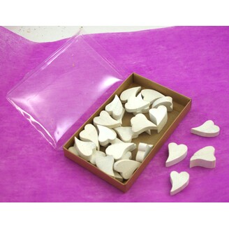 SRDCE DŘEVO 4,2x2,8cm 30ks*BÍLÁ