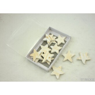 HVĚZDA DŘEVO 6cm 12ks*BÍLÁ