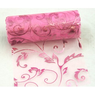 ORGANZA TISK 29 12cmx10yd*RŮŽOVÁ SV.