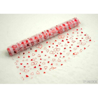 ORGANZA SRDCE 32 36cmx5yd*ČERVENÁ