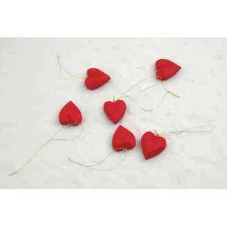 ZÁVĚS SRDCE 4x12cm 6ks*ČERVENÁ