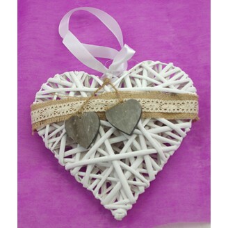 ZÁVĚS SRDCE 24cm*BÍLÁ