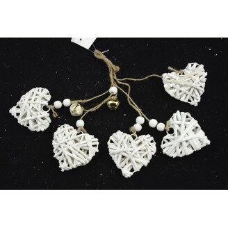 ZÁVĚS SRDCE 5ks 7cm*BÍLÁ