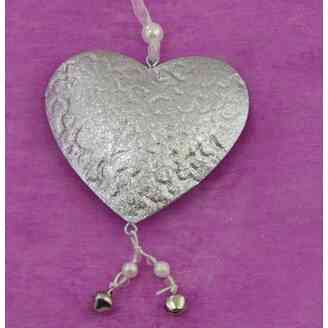 ZÁVĚS SRDCE PLECH 10cm*STŘÍBRNÁ