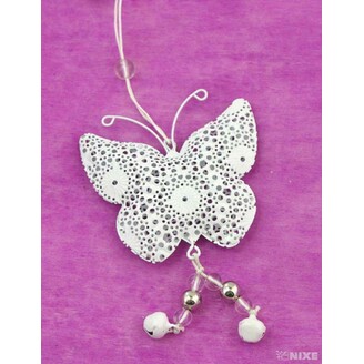 ZÁVĚS MOTÝL PLECH 7x8cm*BÍLÁ