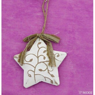 ZÁVĚS HVĚZDA PLECH 10cm*BÍLÁ