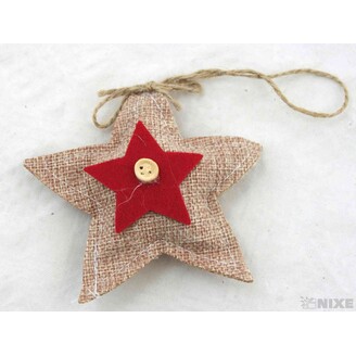 ZÁVĚS HVĚZDA TEXTIL 10cm*PŘÍRODNÍ