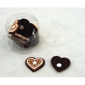 PERNÍČEK SRDCE NALEP. 3,5cm 12ks*HNĚDÁ