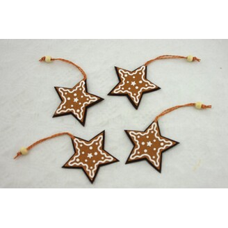 ZÁVĚS PERNÍČEK HVĚZDA 8cm 4ks*HNĚDÁ