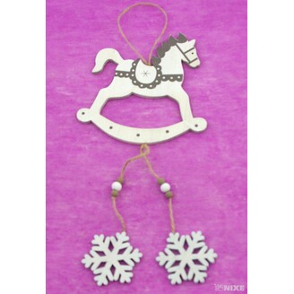 ZÁVĚS KONÍK DŘEVO 12x14cm*MIX BAREV