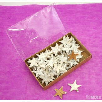 HVĚZDA DŘEVO 4,5cm 60ks*BÍLÁ