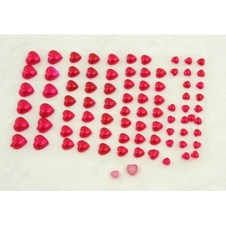 SRDCE AKRYL 0,5-1cm 84ks NALEPOVACÍ*ČERVENÁ
