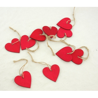 ZÁVĚS SRDCE 10ks 5,5cm*ČERVENÁ