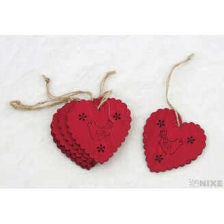ZÁVĚS D SRDCE 6ks 7x6cm*ČERVENÁ