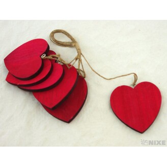 ZÁVĚS D SRDCE 6ks 8x8cm*ČERVENÁ